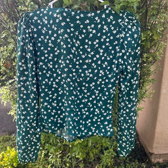 Reformation Green With Cream Flowers “Nell” Top Size Small - Picture 7 of 12
